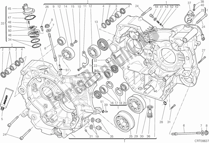 Alle onderdelen voor de Carter van de Ducati Monster 795 ABS Corse Stripe CHN-Thailand 2015